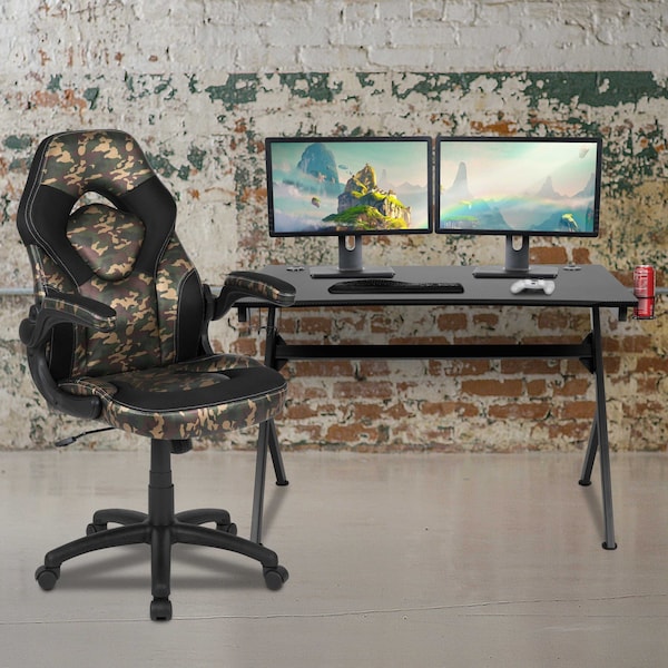 Flash Furniture Black Gaming Desk and Chair Set with Cup Holder BLN-X10D1904-CAM-GG - main